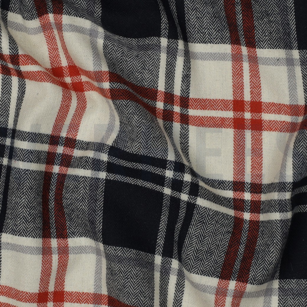 COTTON YARN DYED BRUSHED CHECKS NAVY #7