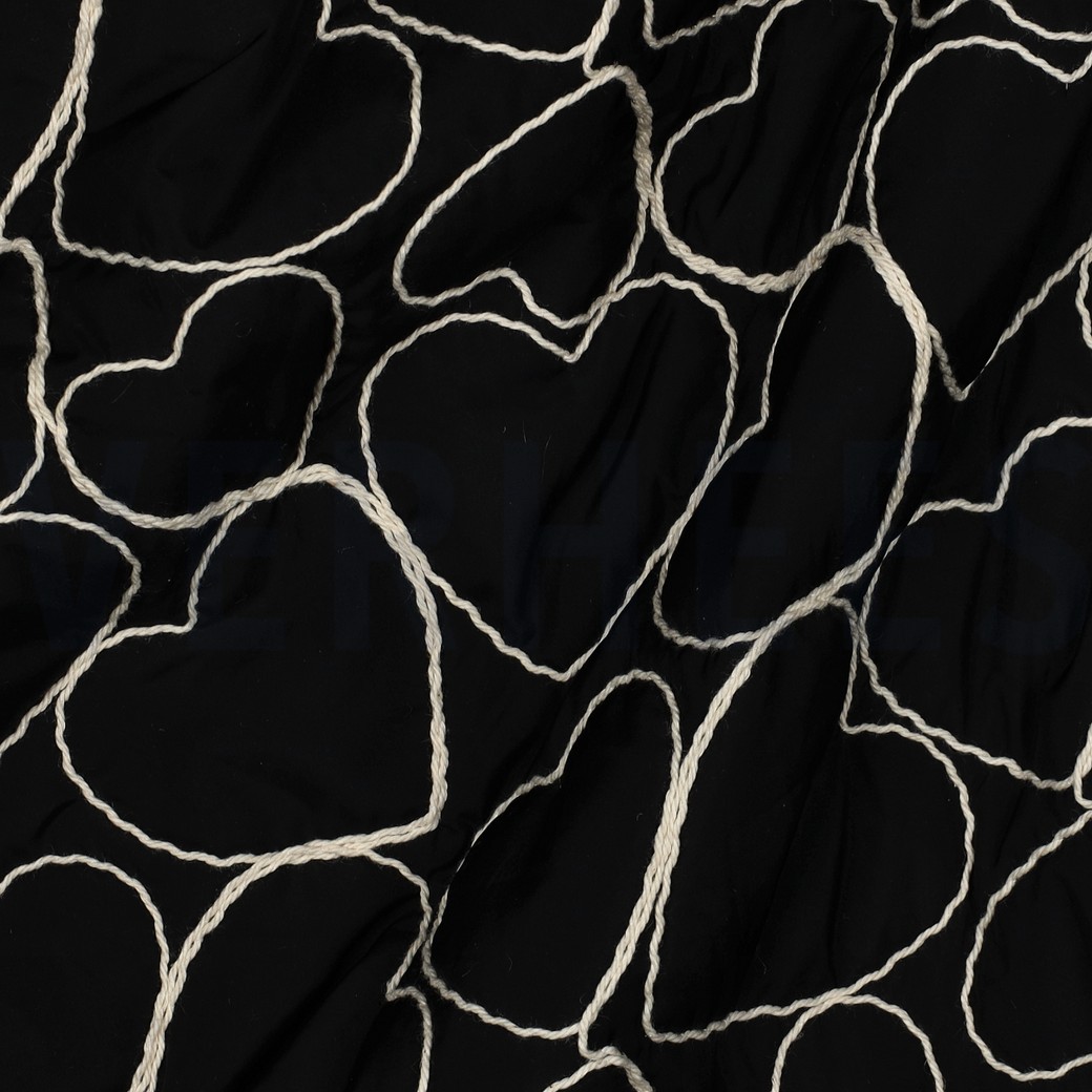 STEPPED EMBROIDERY HEARTS BLACK #7