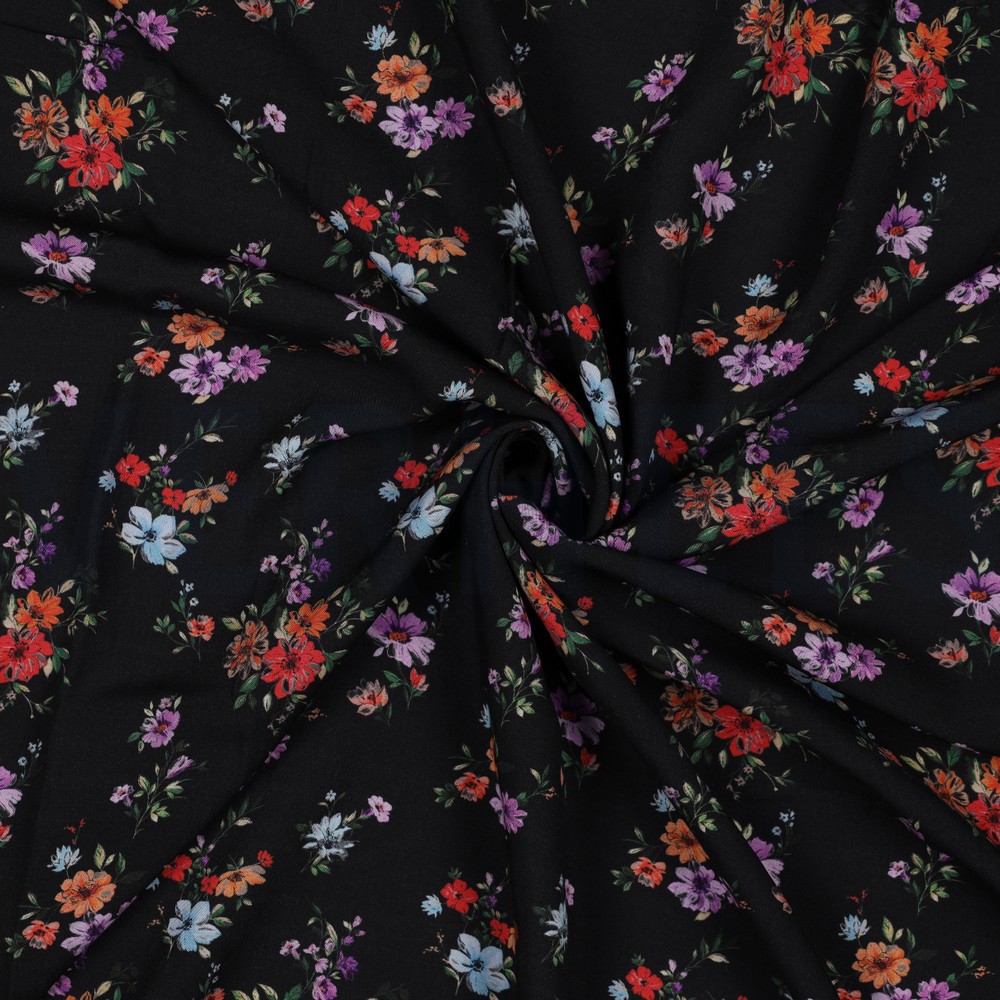 VISCOSE RADIANCE DIGITAL FLOWERS BLACK #7
