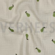 MUSSELIN NATURAL STICKEREI FRÜCHTE NATUR/GRÜN (thumbnail) #2