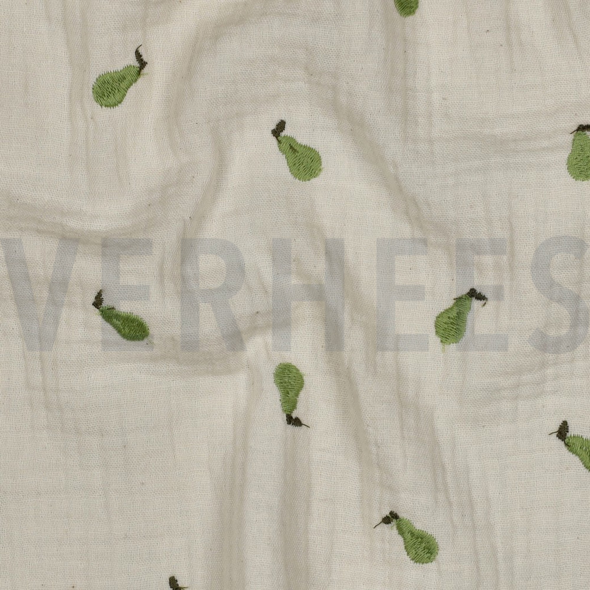 MUSSELIN NATURAL STICKEREI FRÜCHTE NATUR/GRÜN (high resolution) #2