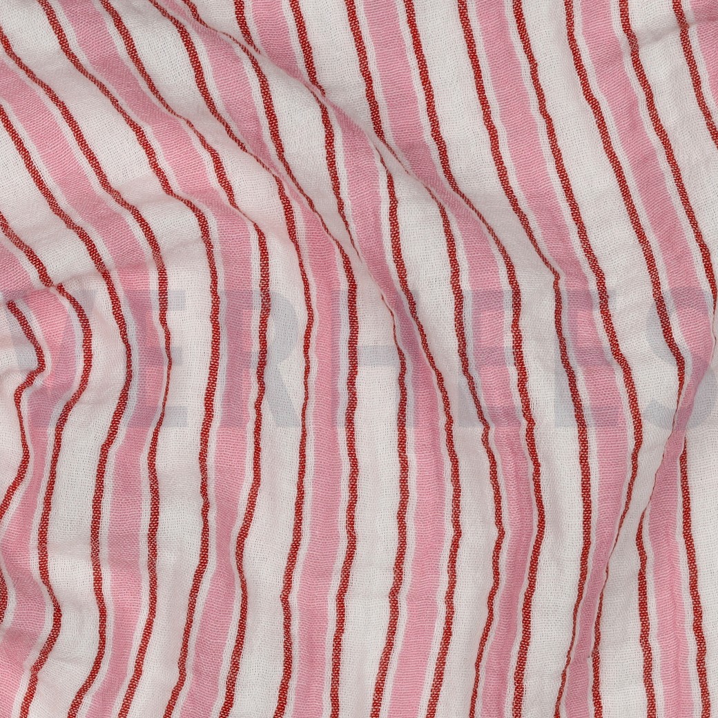 MUSSELIN GARNGEFÄRBT STREIFEN ROSA #7