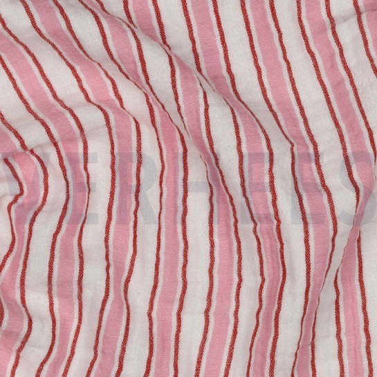 MUSSELIN GARNGEFÄRBT STREIFEN ROSA #7