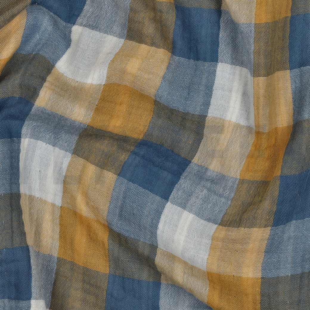 DOUBLE GAUZE DUBBELZIJDIGE RUITEN BLAUW #7