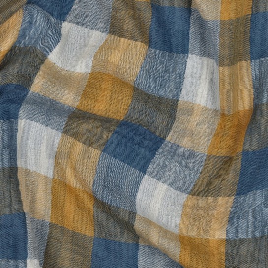 MUSSELIN DOPPELSEITIG KAROS BLAU #7