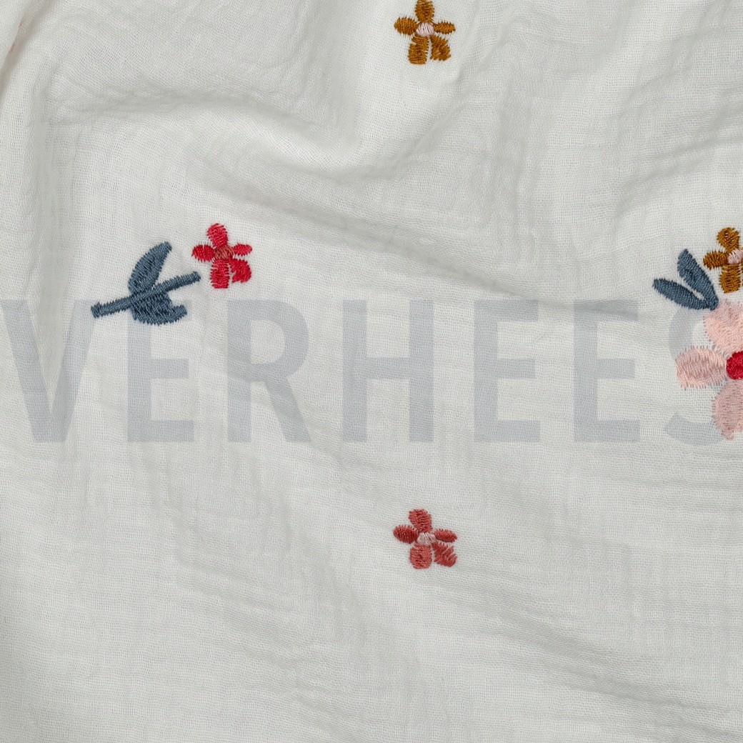 DOUBLE GAUZE EMBROIDERY BLOEMEN CAMEL #7
