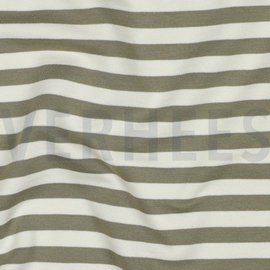 FRENCH TERRY GARNGEFÄRBT STREIFEN MOOSGRÜN/OFFWHITE #7
