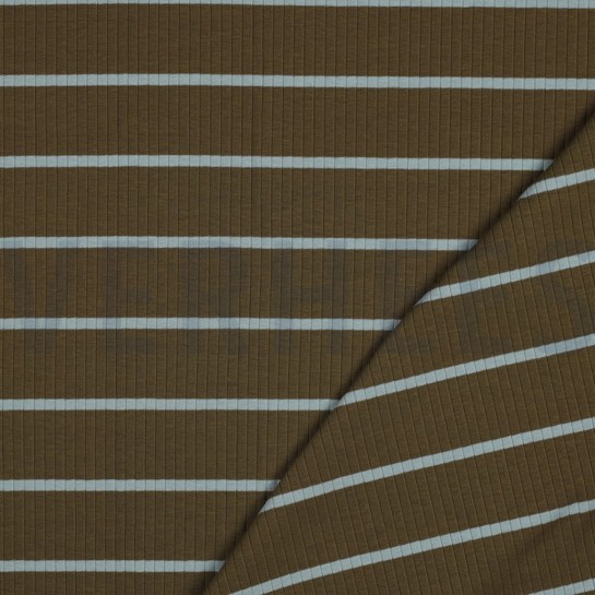 RIPPEN GARNGEFÄRBT STREIFEN ARMYGRÜN / MINT #7