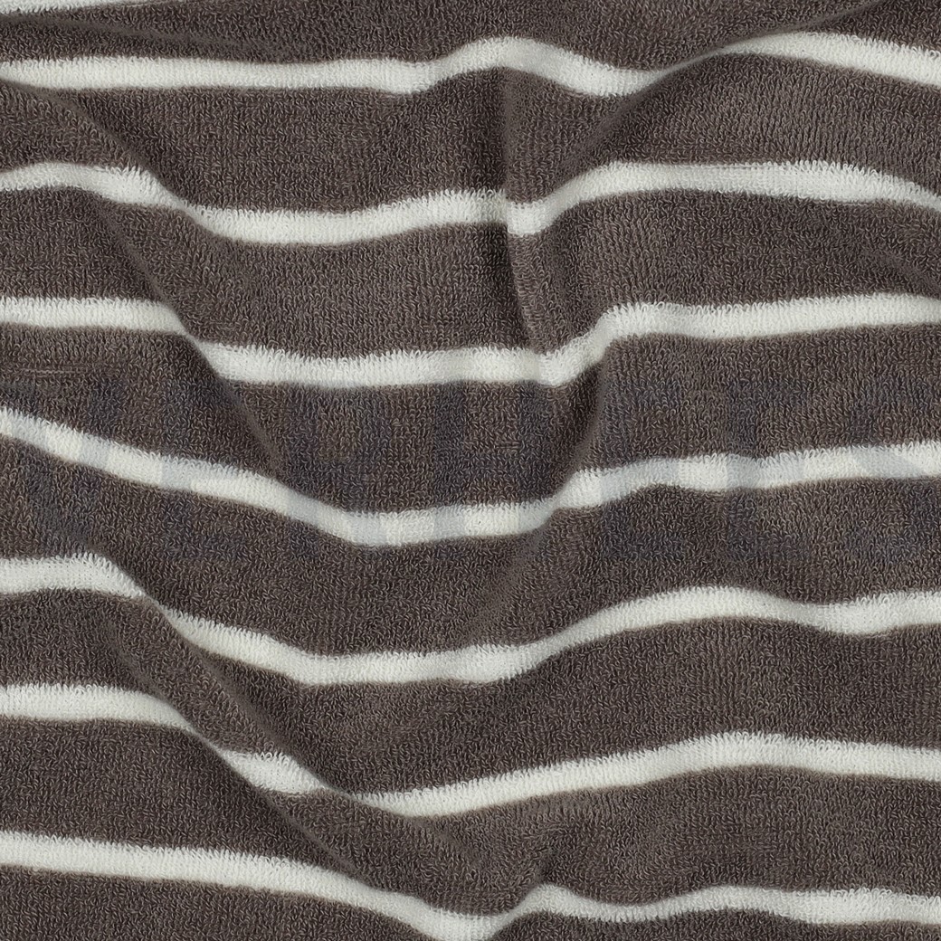 BAUMWOLLE FROTTEE GARNGEFÄRBT STREIFEN TAUPE/ECRU #7