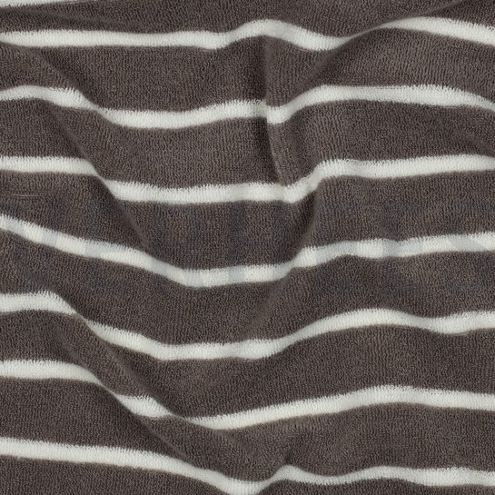 BAUMWOLLE FROTTEE GARNGEFÄRBT STREIFEN TAUPE/ECRU #7