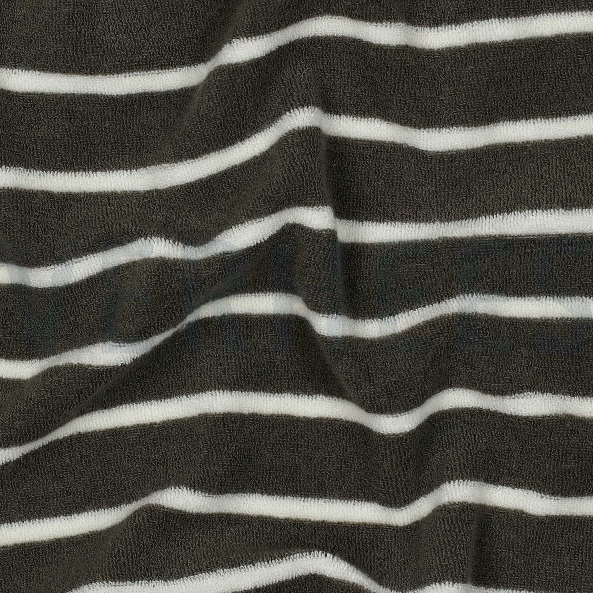 BAUMWOLLE FROTTEE GARNGEFÄRBT STREIFEN ARMEEGRÜN/ECRU (high resolution) #2