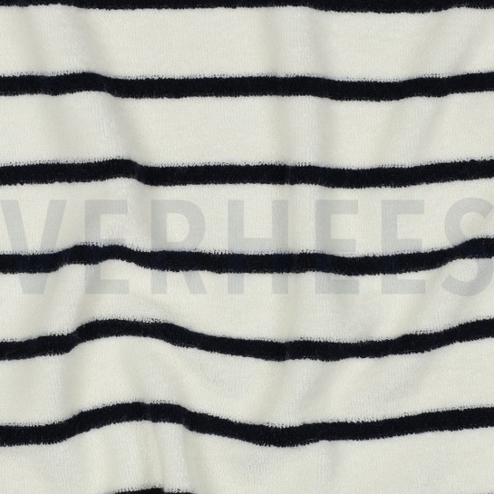 BAUMWOLLE FROTTEE GARNGEFÄRBT STREIFEN DUNKELBLAU #7