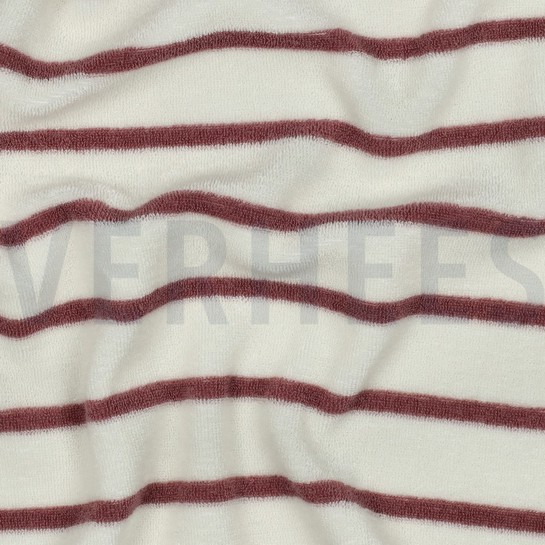 BAUMWOLLE FROTTEE GARNGEFÄRBT STREIFEN ECRU/MAUVE #7