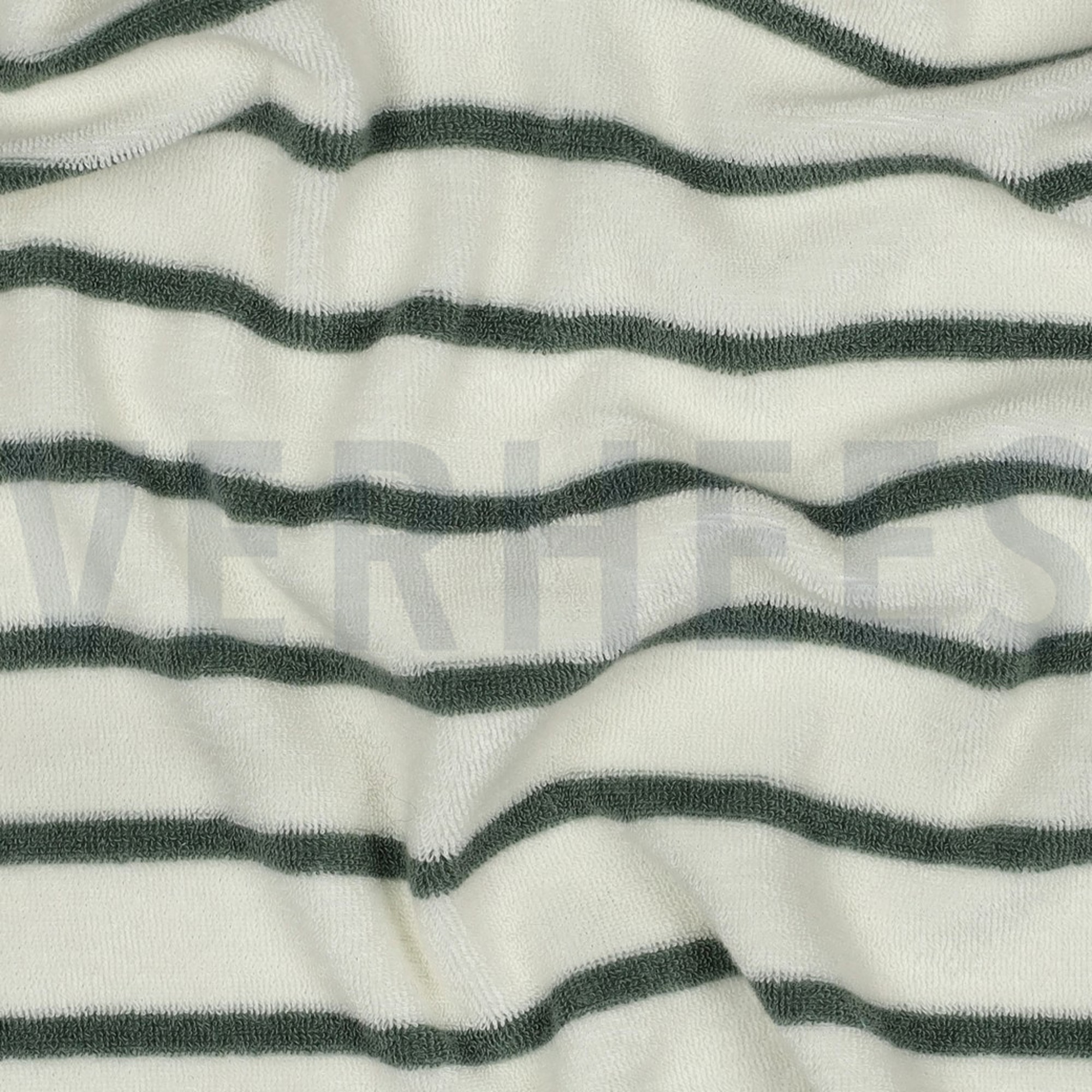 BAUMWOLLE FROTTEE GARNGEFÄRBT STREIFEN ECRU/SALBEI (high resolution) #2