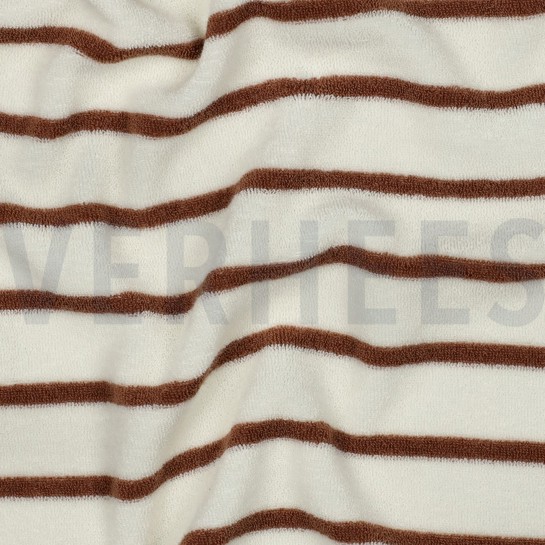 BAUMWOLLE FROTTEE GARNGEFÄRBT STREIFEN ECRU/KAMEL #7