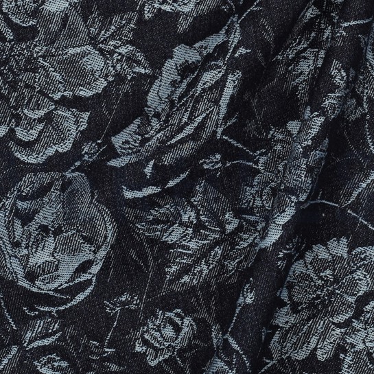 DENIM JACQUARD BLUMEN JEANSBLAU #7