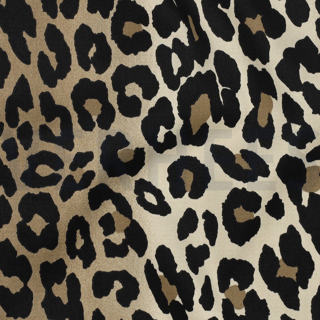 KATOENEN TWILL STRETCH DIERENHUID BRUIN #7