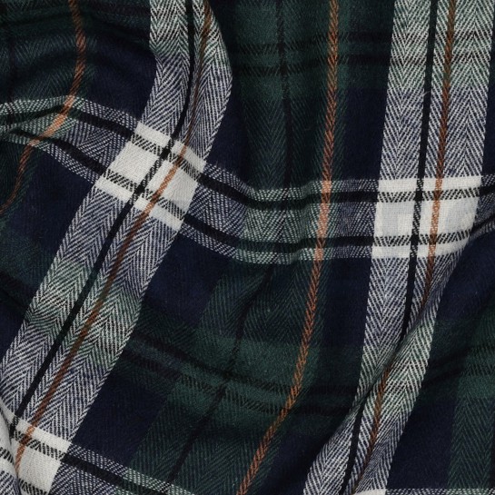 GEBÜRSTETER MANTELSTOFF GARNGEFÄRBT KAROS GRÜN #7