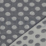 DOUBLE GAZE DE COTON JACQUARD SMILEYS BLEU MARINE/ÉCRU (thumbnail) #2