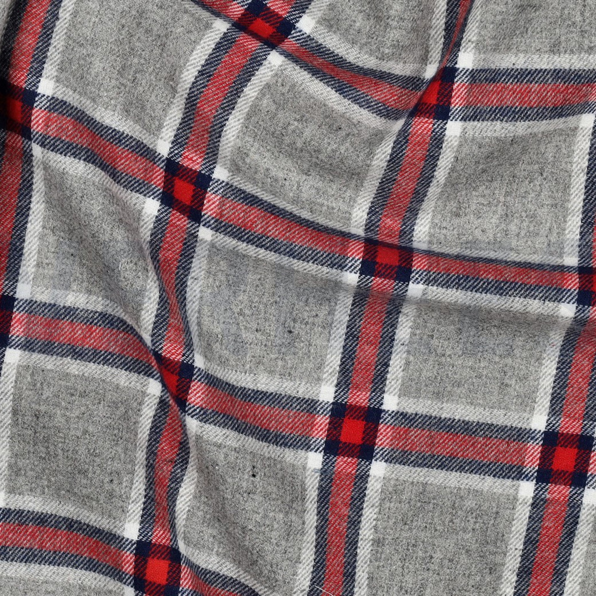 BAUMWOLLE GARNGEFÄRBT ANGERAUT KAROS GRAU (high resolution) #2