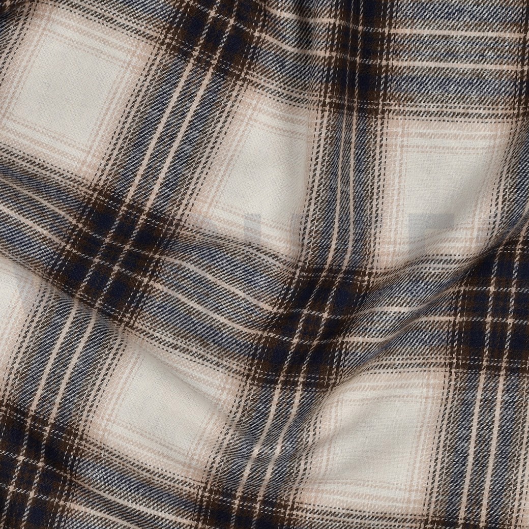COTTON YARN DYED BRUSHED CHECKS BEIGE #7