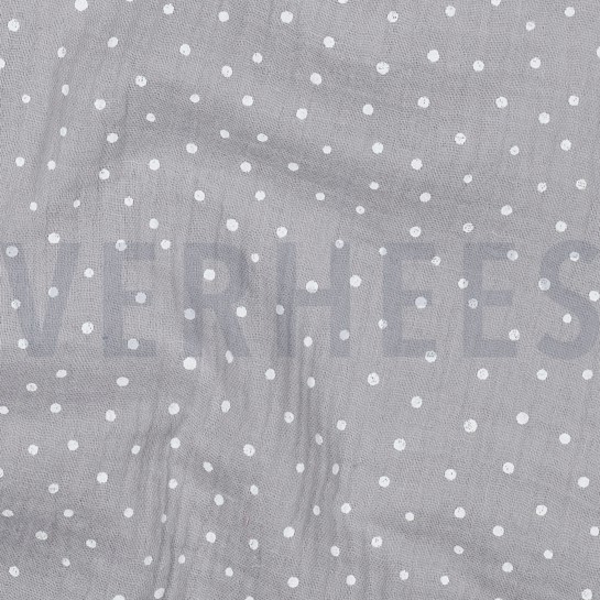 MUSSELIN KLEINE PUNKTE GRAU #7