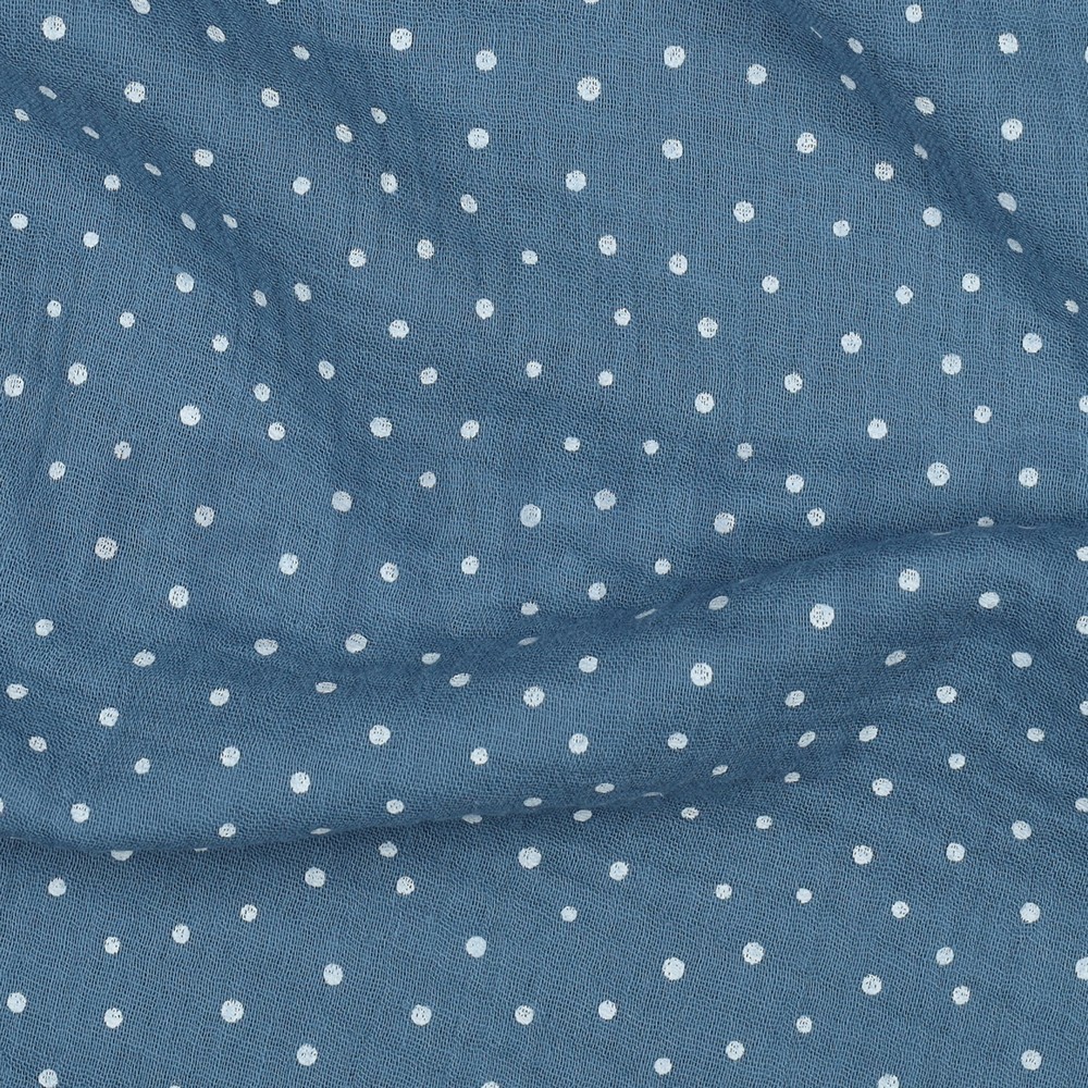 DOUBLE GAUZE KLEINE STIPPEN BLAUW #7