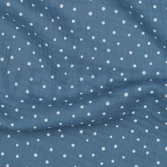 MUSSELIN KLEINE PUNKTE BLAU #7
