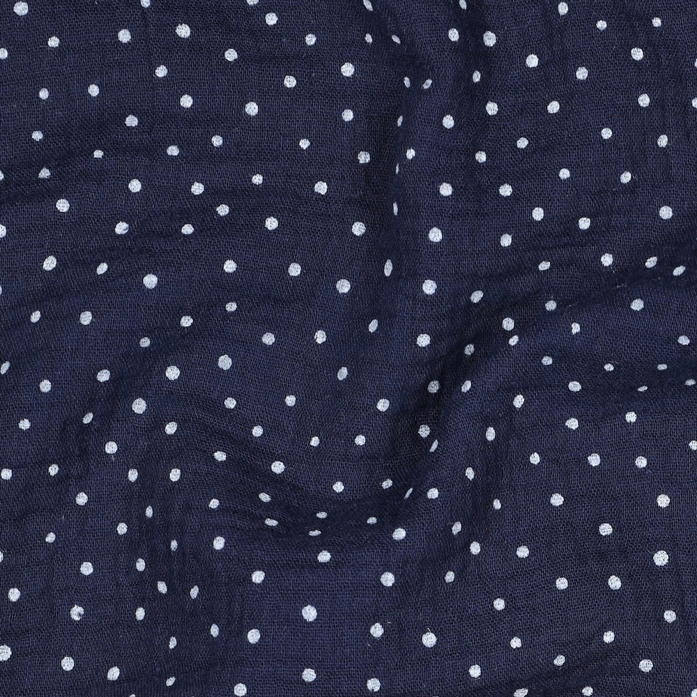 DOUBLE GAUZE KLEINE STIPPEN MARINEBLAUW #7