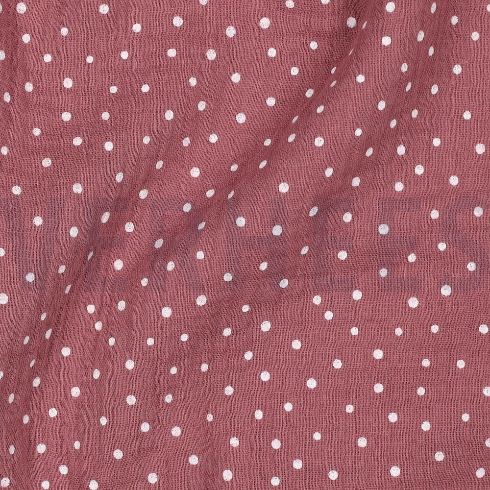 DOUBLE GAZE DE COTON PETITS POINTS BOIS DE ROSE #7