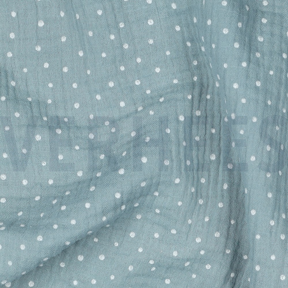 DOUBLE GAUZE KLEINE STIPPEN AQUA BLAUW #7