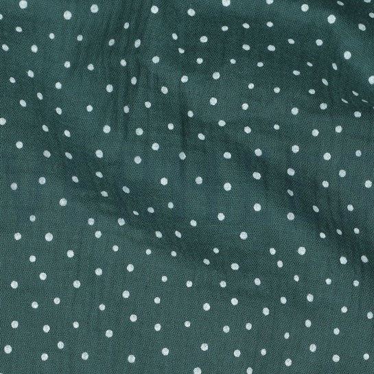 DOUBLE GAUZE KLEINE STIPPEN DONKERGROEN #7