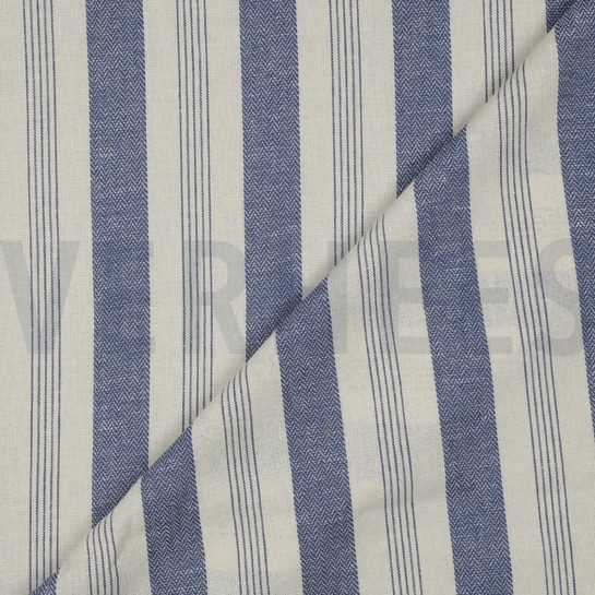 LINNEN VISCOSE GARENGEVERFD STREPEN BLAUW #7