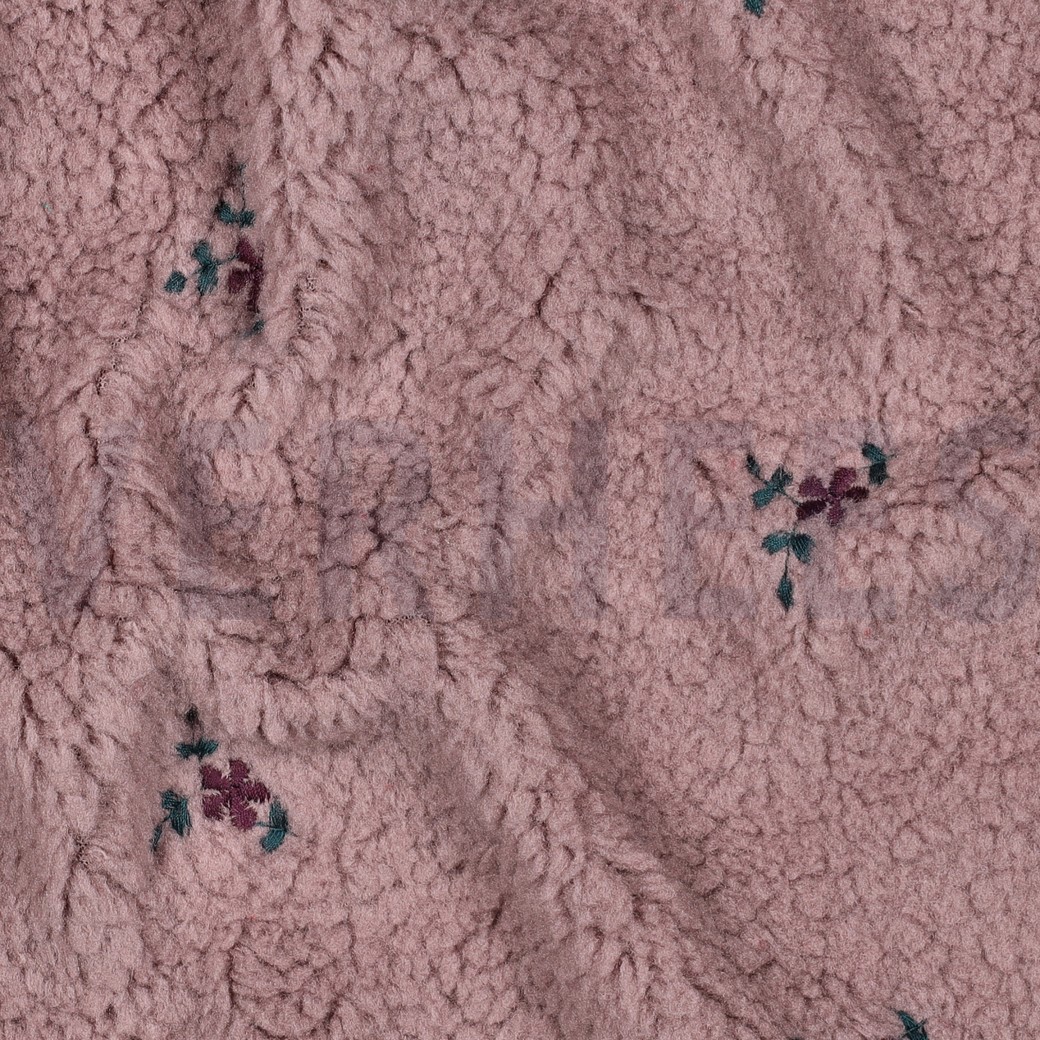 TEDDYSTOFF STICKEREI BLUMEN MAUVE #7