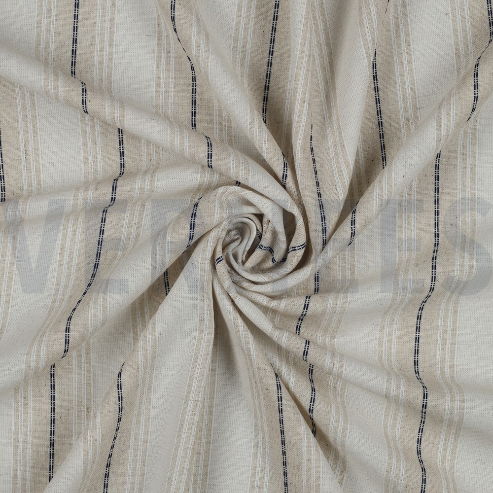 LIN VISCOSE RAYURES BLEU MARINE #7