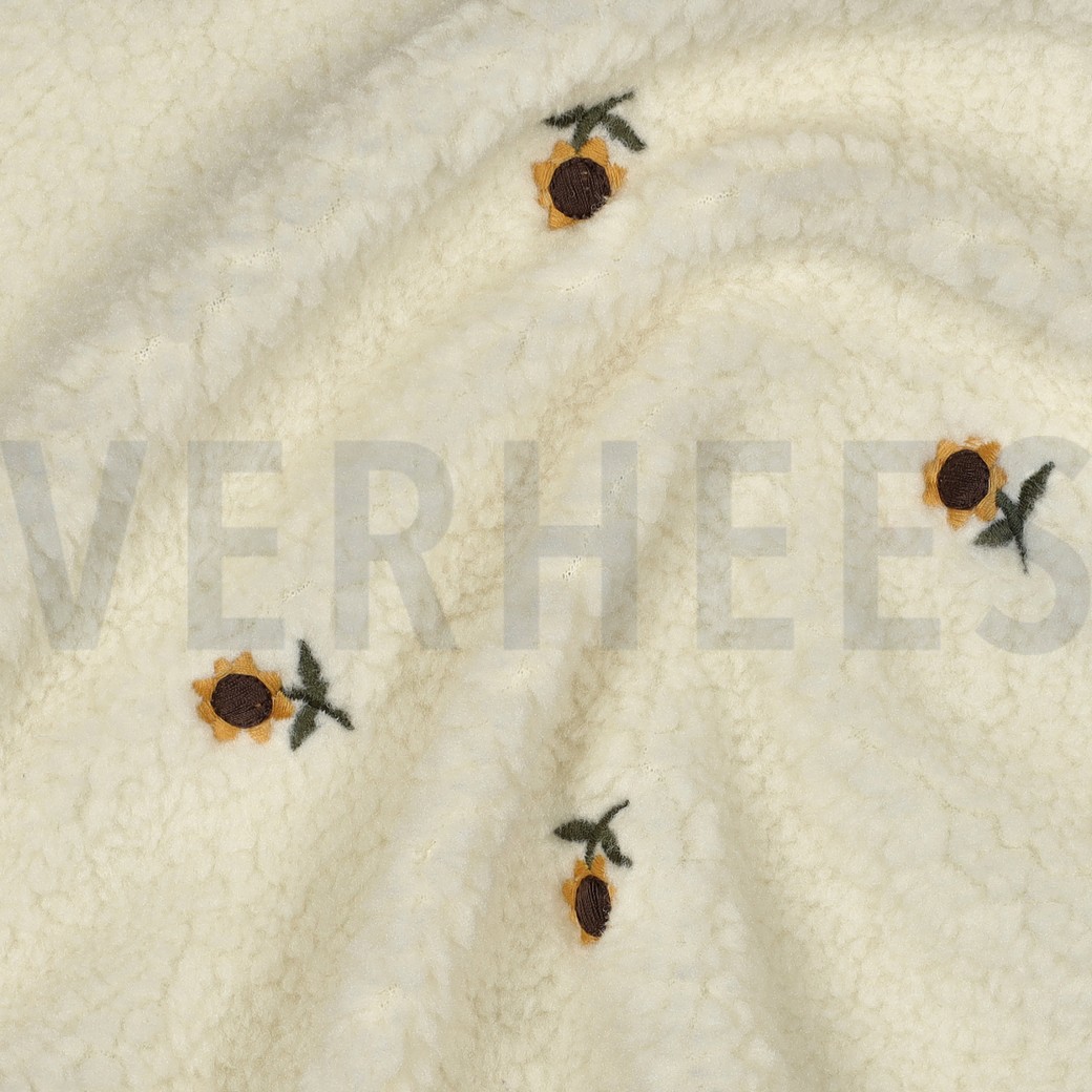 TEDDY JACQUARD EMBROIDERY SUNFLOWERS ECRU #7