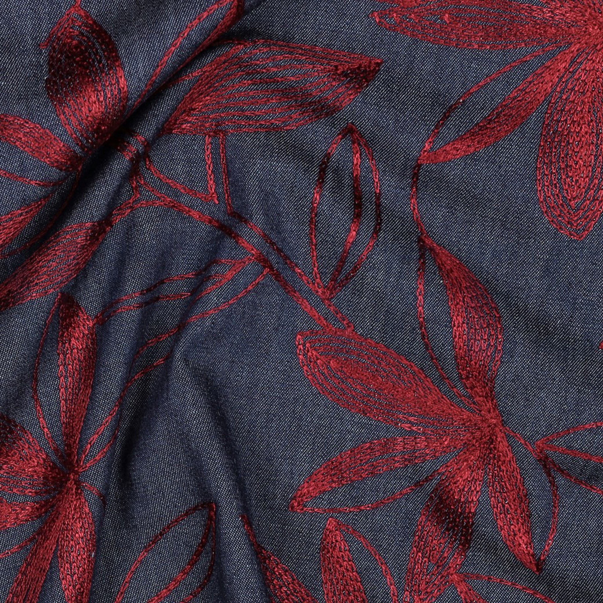 DENIM BRODERIE FLEURS BORDEAUX (high resolution) #2