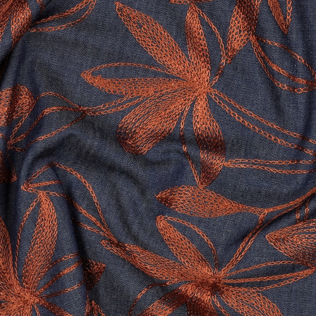 DENIM STICKEREI BLUMEN KAMEL #7