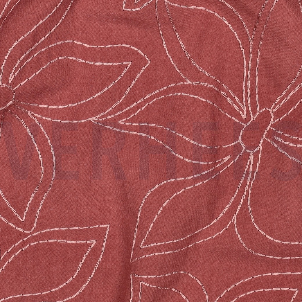 KATOEN GEWASSEN EMBROIDERY BLOEMEN BLUSH #7