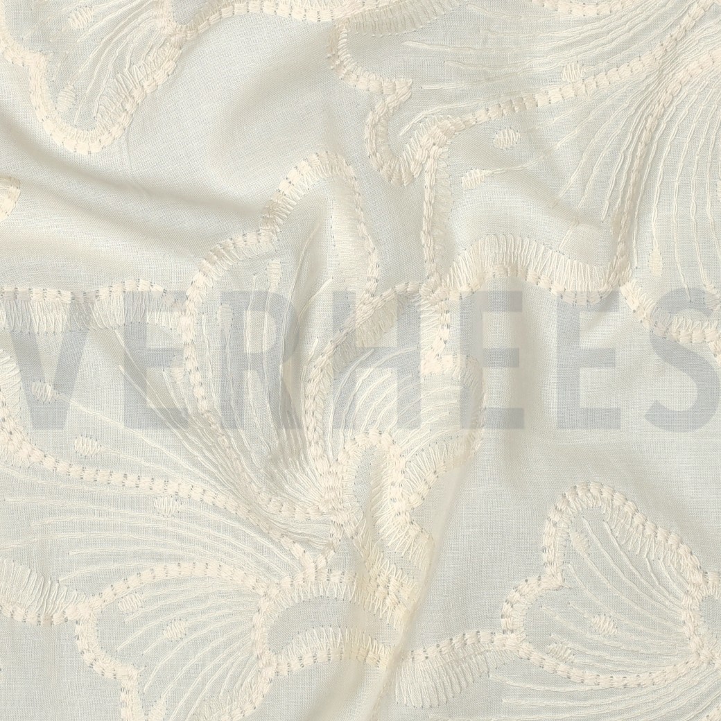 KATOEN EMBROIDERY BLOEMEN ECRU #7