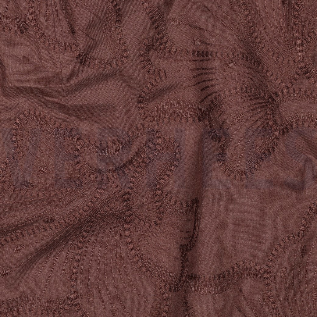 KATOEN EMBROIDERY BLOEMEN BRUIN #7