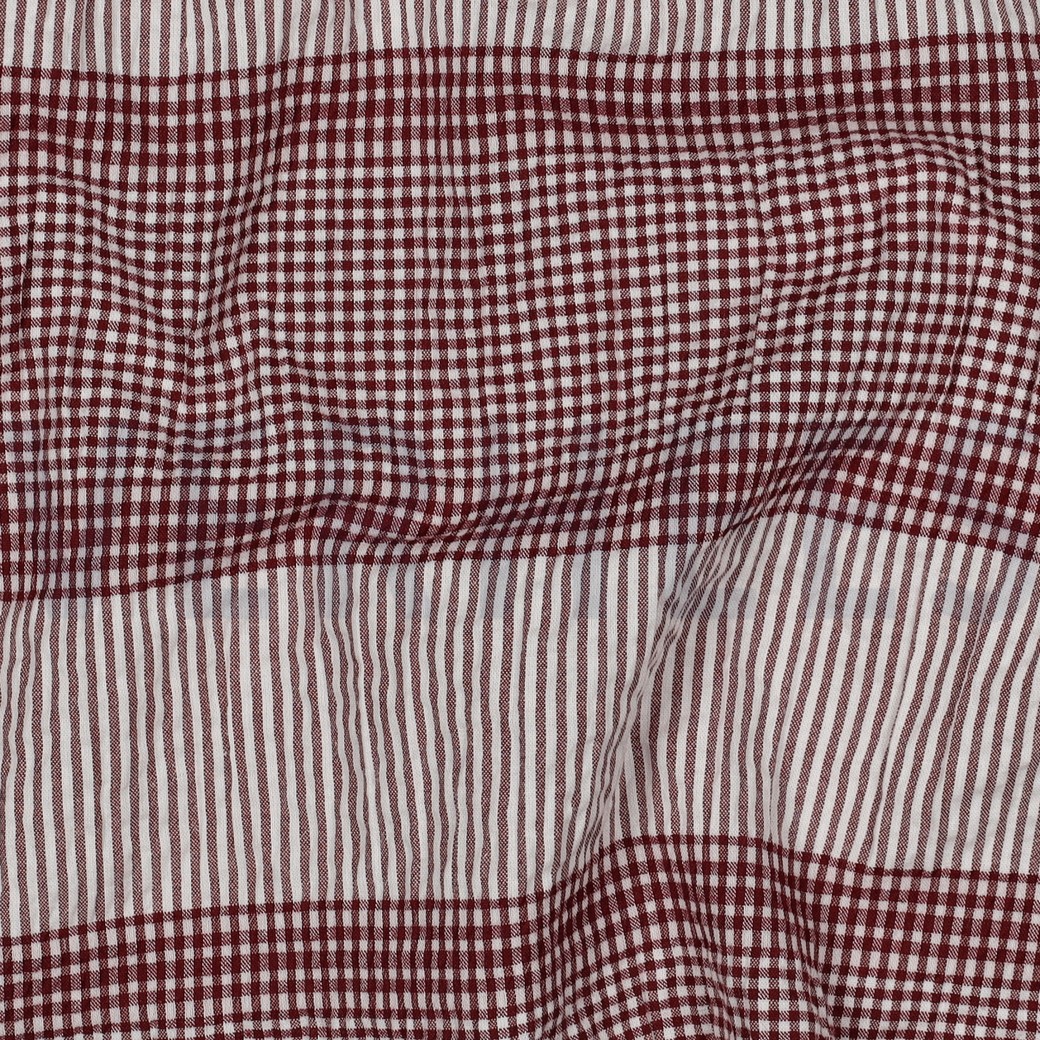 COTON TEINT EN FIL CARREAUX BORDEAUX #7