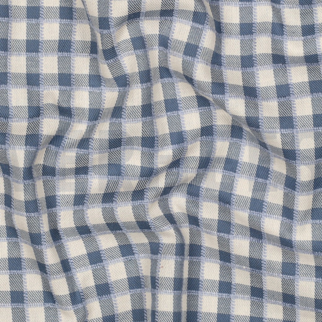 BAUMWOLLE GARNGEFÄRBT KAROS BLAU #7