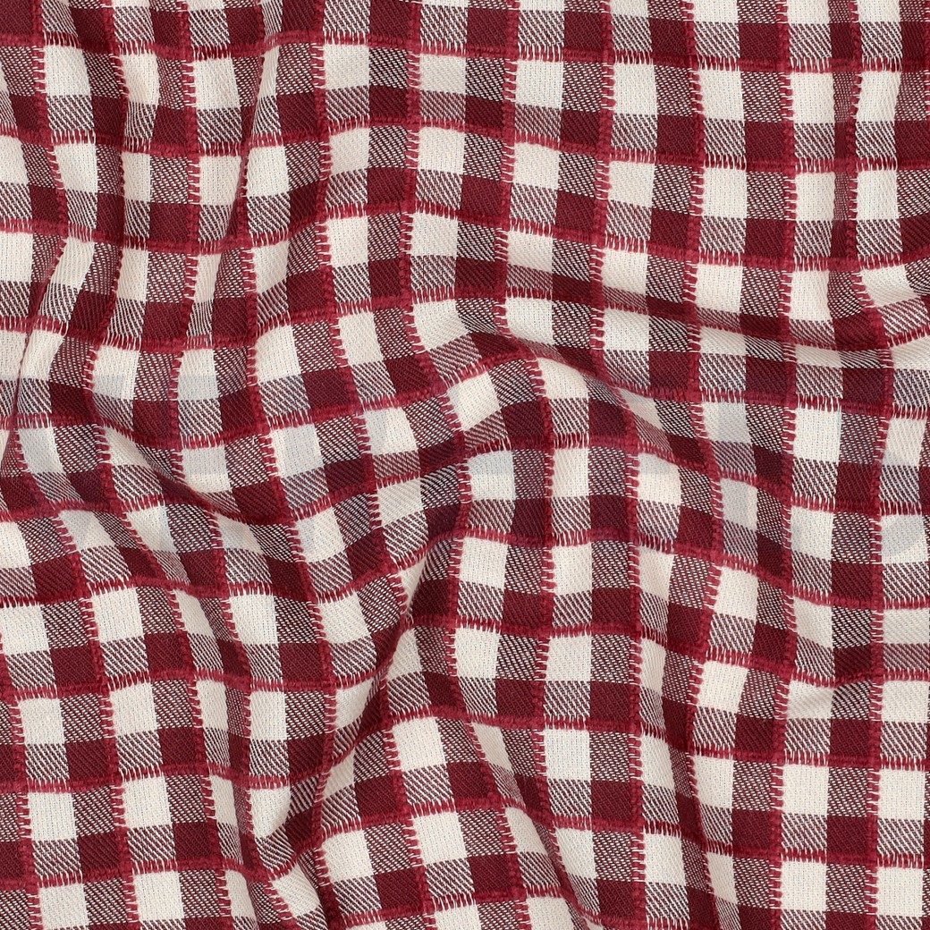 BAUMWOLLE GARNGEFÄRBT KAROS BORDEAUXROT #7