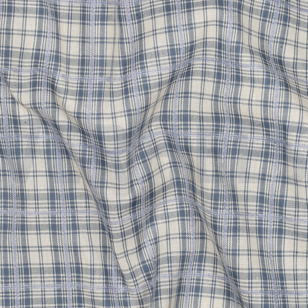 BAUMWOLLE GARNGEFÄRBT KAROS BLAU #7