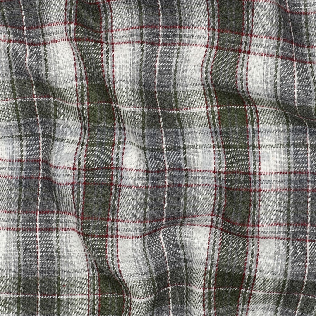 BRUSHED YARN DYED CHECKS ARMY GREEN #7