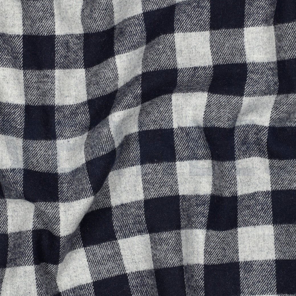 COTON TEINT EN FIL BROSSÉ CARREAUX BLEU MARINE #7
