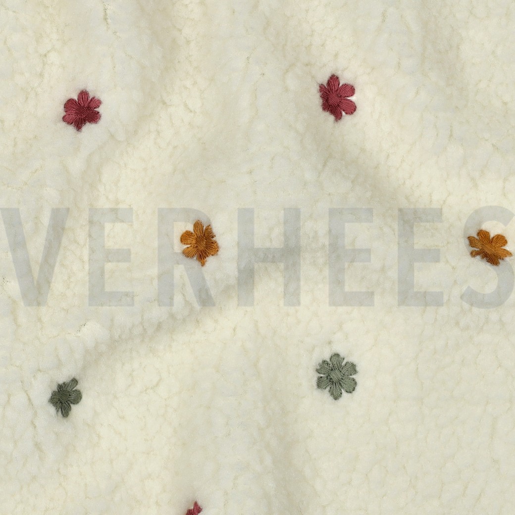 TEDDYSTOFF STICKEREI BLUMEN ECRU #7