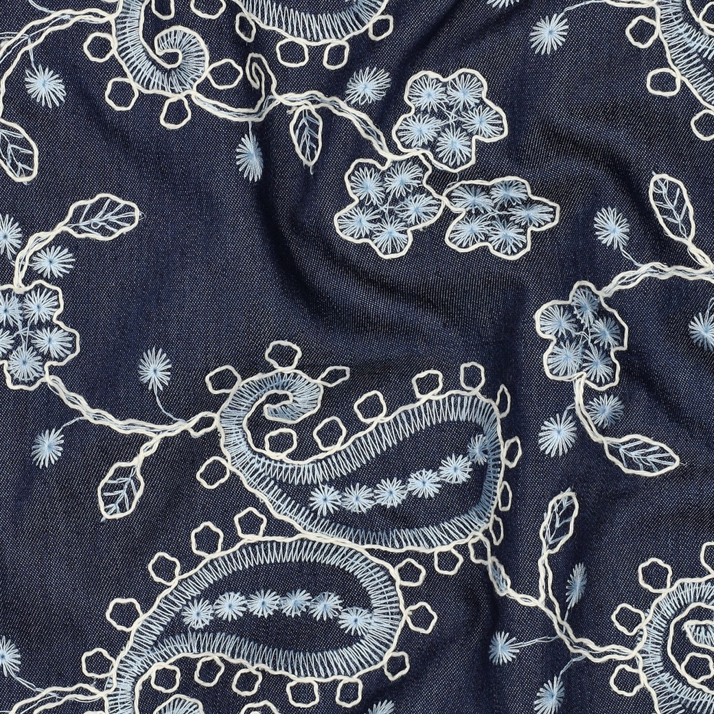 DENIM EMBROIDERY PAISLEY MARINEBLAUW #7