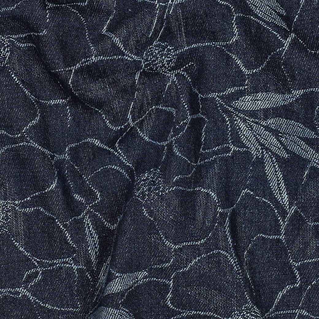 DENIM JACQUARD BLUMEN JEANSBLAU #7